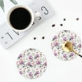 thumbnail image 4 of Honeii Orchids Flowers print Leather Coaster Set of 4, ideal for safeguarding your furniture from drinks spills and effortless cleanup-Round Shape, 4 of 6