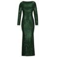 thumbnail image 4 of Women Dresses Long Sleeved Sexy Solid Round neck Leggings Dresses Fashion Dresses Green Trendy Skirt Size M, 4 of 6