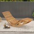 thumbnail image 4 of Gymax 2PCS Outdoor Chaise Lounge w/ High Back Slatted Seat Stopper Outside Wood Rocker, 4 of 9