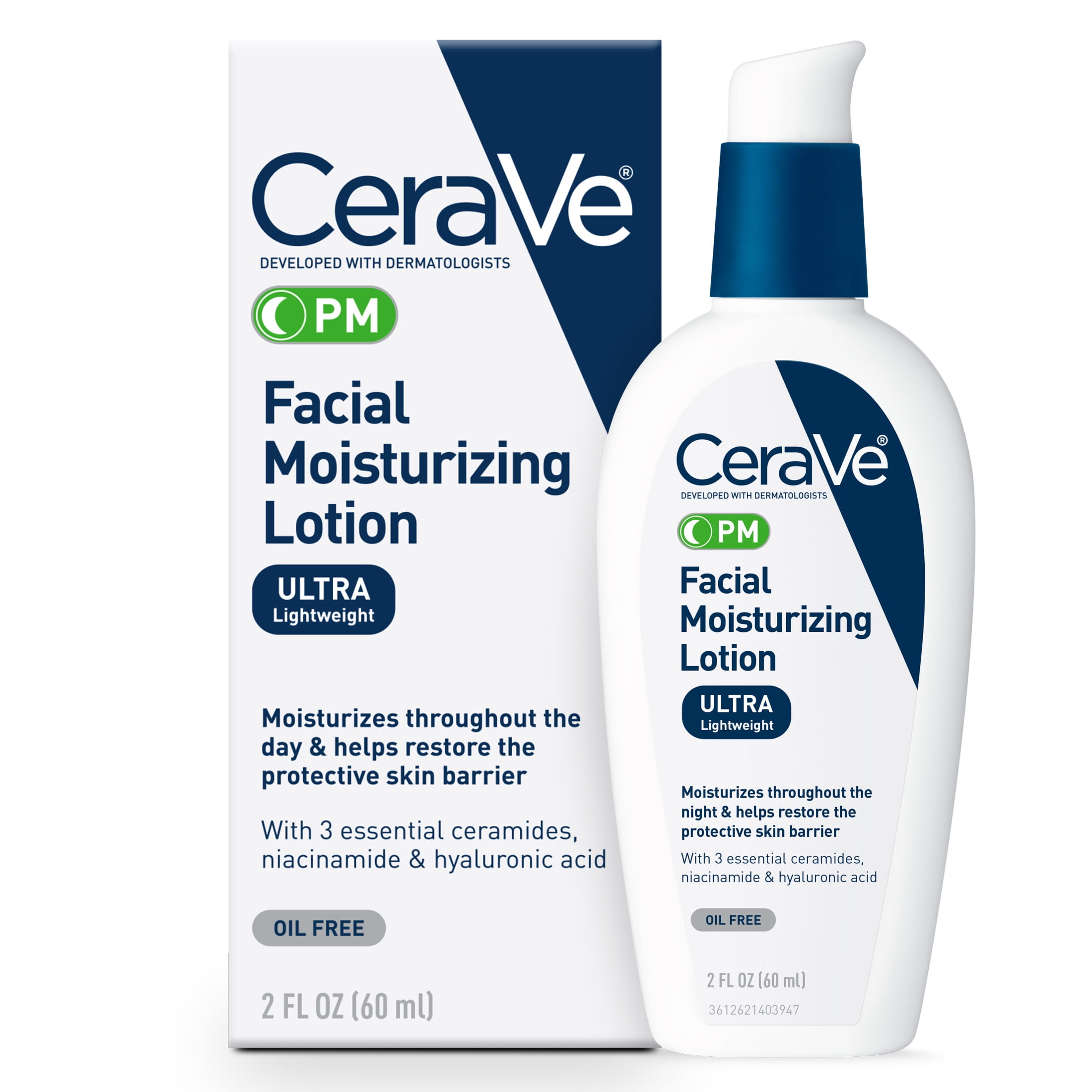CeraVe PM Facial Moisturizing Lotion, Lightweight Night Cream for