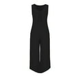 thumbnail image 5 of XIAfhje Jumpsuits For Women Casual Summer Rompers Sleeveless V Neck Jumpsuits Loose Overalls With Pockets Wide Leg Long Pants Overalls, 5 of 8