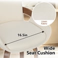 thumbnail image 2 of CRERIYO 26" Swivel Counter Height Bar Stools Set of 3, Linen Fabric Upholstered Bar Chairs with Black Ring Footrest and Walnut Wood Legs, Beige, 2 of 7