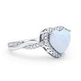 thumbnail image 2 of Halo Twisted Infinity Heart Engagement Women Ring Lab Created White Opal 925 Sterling Silver, 2 of 5