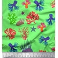 thumbnail image 1 of Soimoi Cotton Jersey Fabric Coral & Starfish Ocean Print Fabric by the Yard 58 Inch Wide, 1 of 1