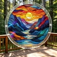 thumbnail image 5 of Sunset Mountain Landscape Stained Glass Puzzle Suncatcher, 83-Piece DIY Acrylic Nature Sun Catcher, Scenic Window Hanging Decor Gift for Mom Women Men, 5 of 6