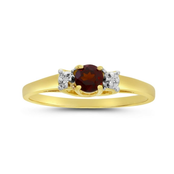 14k Yellow Gold Round Garnet And Diamond Ring