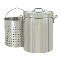 44-Qt Stainless Stockpot with Basket - Large Capacity Stock Pot for Boiling, Steaming, Gumbo, Low Country Boil - Outdoor Cooking & Home Brewing