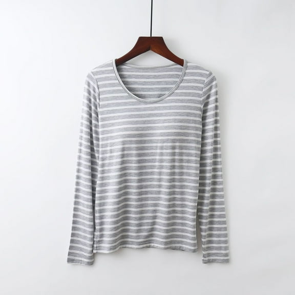 BONIXOOM Womens Pajamas Matching Family Christmas Pajamas Loungewear None Long Sleeve Sleep Tops Striped Gray M