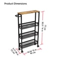 thumbnail image 4 of Seamika 4-Tier Slim Rolling Cart with Wooden Tabletop,Mobile Metal Utility Storage Cart,Slide Out Narrow Cart for Tight Spaces on Bathroom Kitchen Laundry Room Bedroom Apartments Dormitory,Black, 4 of 8