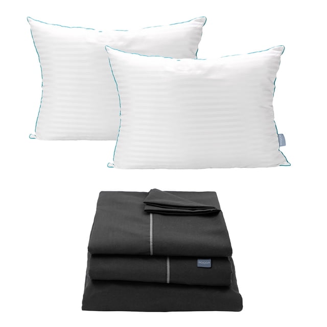 Juego de Sábanas Queen Size Royal Negro + Almohadas Royal Twin