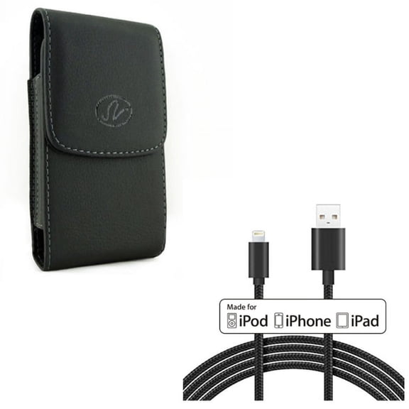 Holster Leather Case Belt Clip w Certified 6ft MFi USB Cable N1J for iPhone XS Max XR 8 PLUS 7 Plus 6S Plus 11 Pro Max 6 Plus