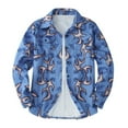 thumbnail image 3 of Men‘s Large Size Button Printing Lapel Coat Jacket Top Blouse Shirt, 3 of 6