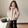 thumbnail image 5 of NAISIBABY Girls Faux Fur Coat, Thermal Lined Fuzzy Warm Buckle High Neck Winter Fashion Jackets Beige 3T, 5 of 9