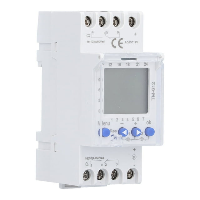 Time Control Switch, 2 Output Din Rail Timing Switches with LCD Display for Festive Neon Lamp Decoration