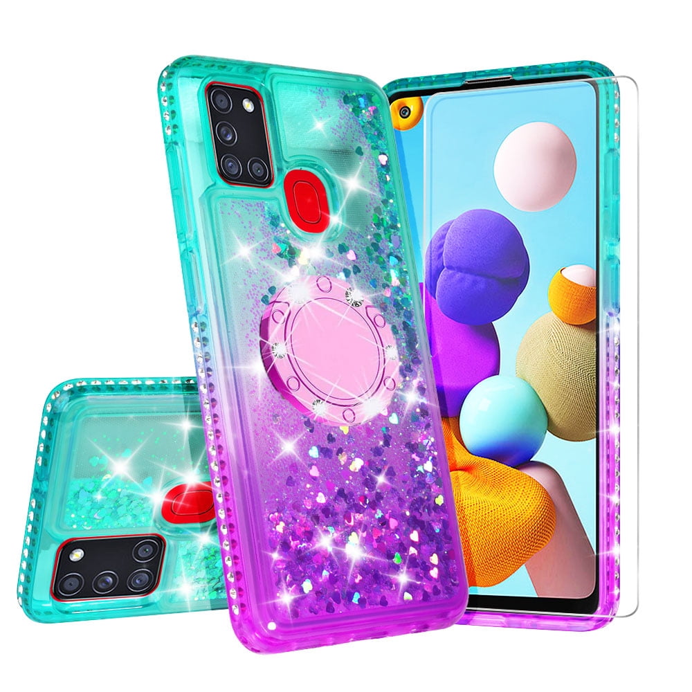 SOGA Phone Cover Compatible for Samsung Galaxy A21S Liquid Floating