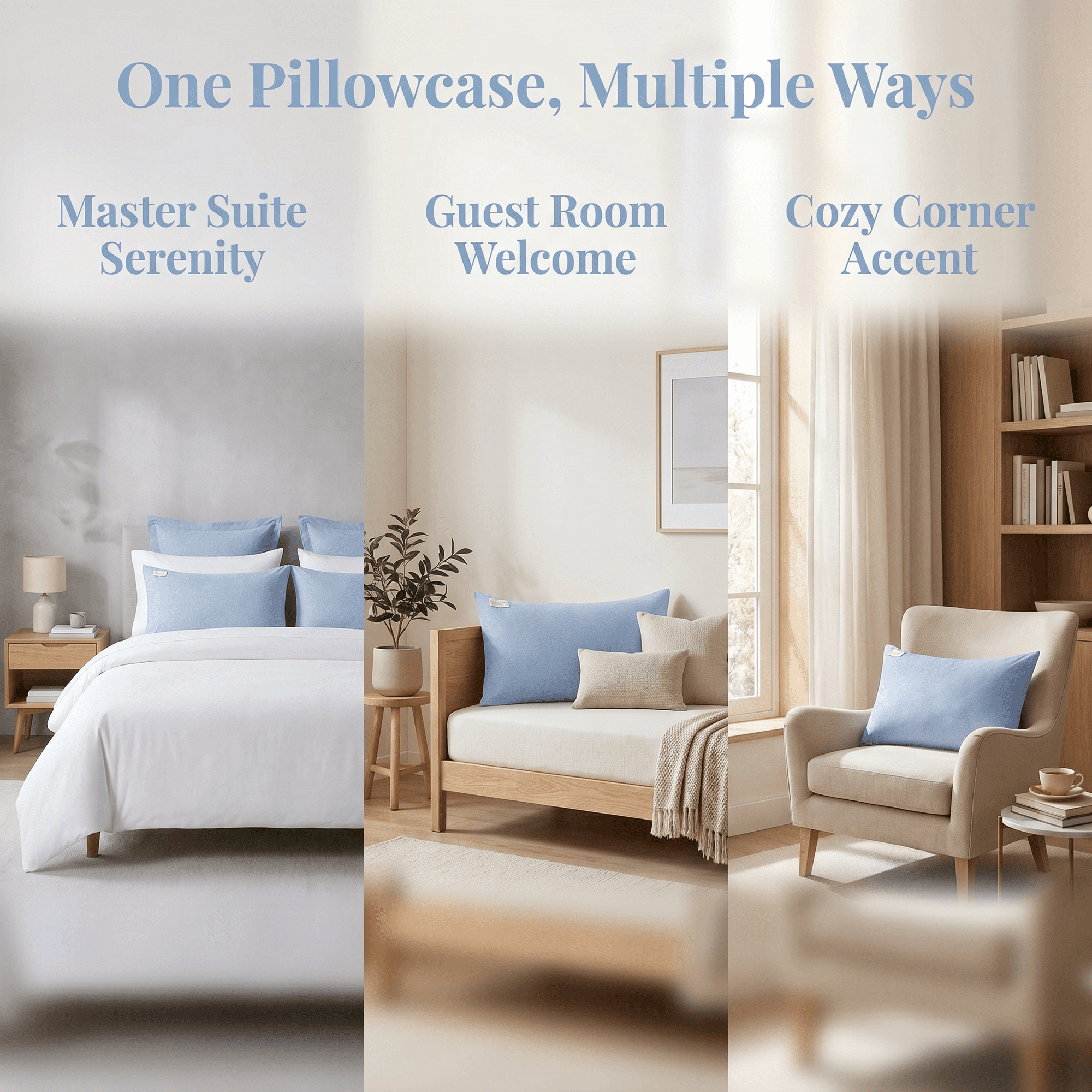 Unique Bargains 2Pcs Cotton Wrinkle Resistant Durable Pillowcase Queen Blue