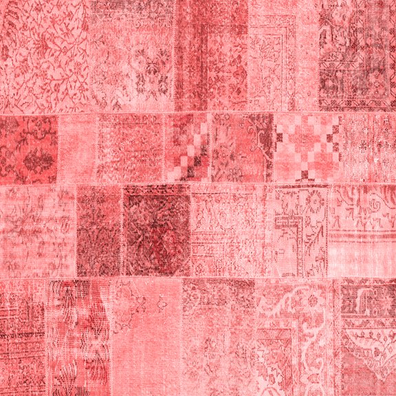 Ahgly Company Indoor Square Patchwork Red Transitional Area Rugs, 3' Square