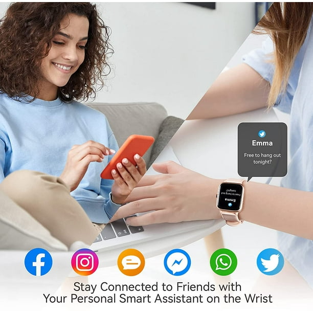Reloj Mujer Hombre Reloj Inteligente para iOS y Android Podometro Deportivo Frecuencia Cardiaca Reloj Inteligente 5ATM Cronometro Impermeable Alarma GPS Compartido 9 Modos Deportivos Rosa ER Walmart e...