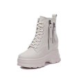 thumbnail image 3 of LYYMM Botas tipo Martins Botas para mujer 2023 Nuevas botas de cuero con forro polar de tiro alto para otoño/invierno, 3 of 5