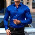 thumbnail image 5 of Yongwang Mens Big and Tall Print Dress Shirts Lapel Collar Button Down Shirt Fashion Business Casual Long Sleeve Shirt, 5 of 5