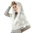 thumbnail image 4 of Embroidery Flower Mantilla Veil Headpiece Breathable Church Wedding Headcover, 4 of 11