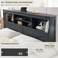 thumbnail image 4 of ACCOHOHO Farmhouse Queen Size Bed with 4 Drawers, Platform Storage Bed Frame with 52" Wooden Bookcase Headboard and LED Light，Black, 4 of 7