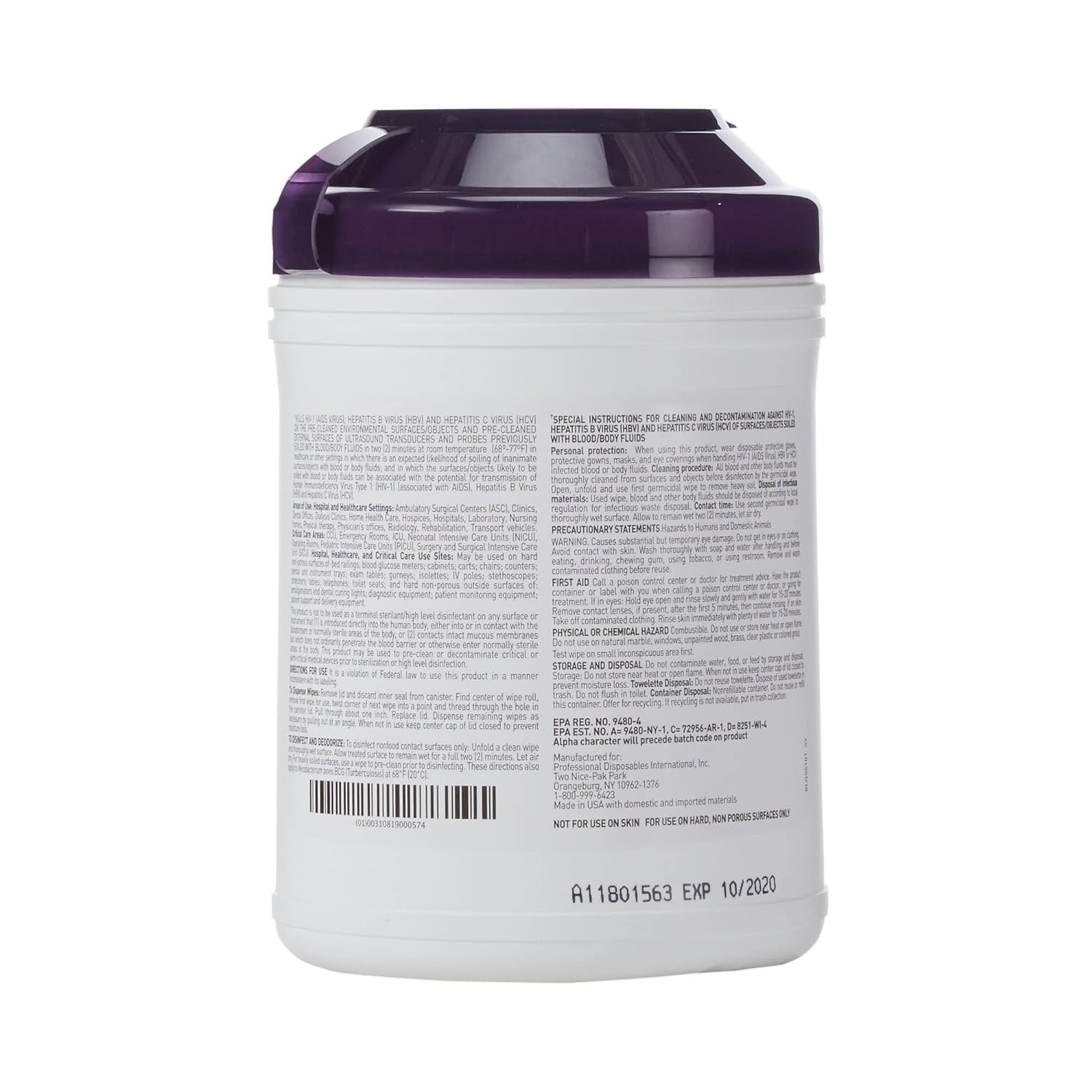 PDI Super Sani-Cloth Germicidal Disposable Cleaning Wipes - Quick Kill Time Cleaning & Fast Disinfection, EPA Registered, Versatile Surfaces, Hospital-Grade with Sustainability Focus - Pack of 2
