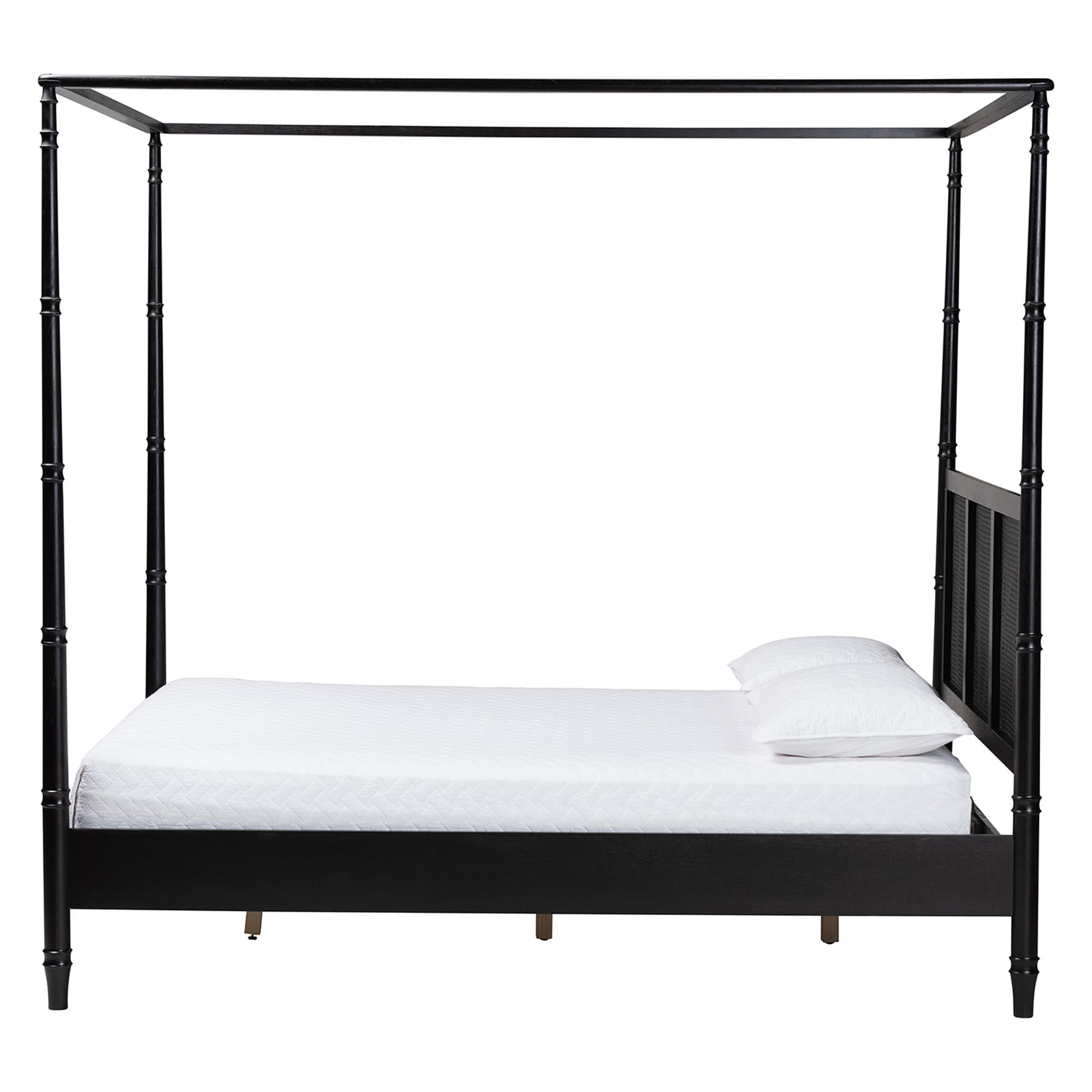 Baxton Studio Marisela Mid-Century Canopy Bed, Queen, Black