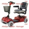 Merits Health Products - Pioneer 2 - 4-Wheel Scooter - 18"W x 16"D - Red - PHILLIPS POWER PACKAGE TM - $500 VALUE
