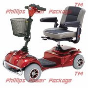 Merits Health Products - Pioneer 2 - 4-Wheel Scooter - 18"W x 16"D - Red - PHILLIPS POWER PACKAGE TM - $500 VALUE