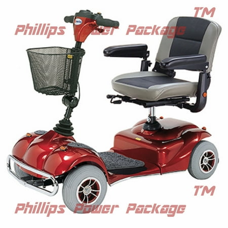 Merits Health Products - Pioneer 2 - 4-Wheel Scooter - 18"W x 16"D - Red - PHILLIPS POWER PACKAGE TM - $500 VALUE