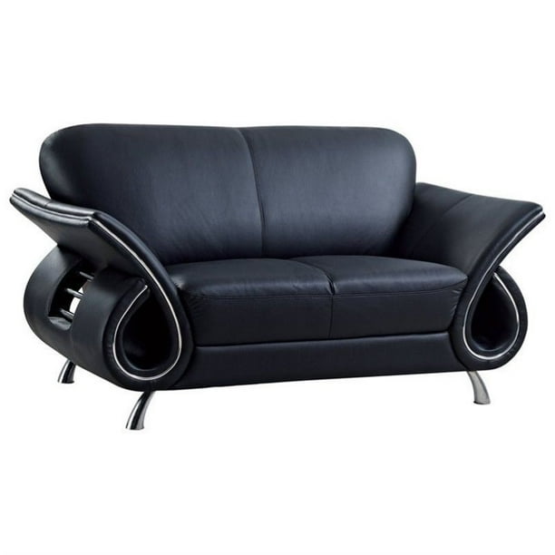 Global Furniture USA Charles Black Leather Loveseat in Black Walmart