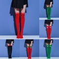 thumbnail image 4 of Lierteer Women Overknee Socks Christmas Diagonal Stripe Thigh High Stockings Japanese Bow Green B, 4 of 8