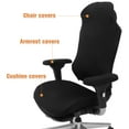 thumbnail image 5 of MRLESS 1 Set Computer Office Chair Cover with Armrest Covers Universal Washable Removable Rotating Boss Chair Slipcovers Soft Desk Chair Seat Protector Black, 5 of 9