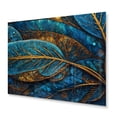 thumbnail image 2 of Designart "Melodies of Boho Blue And Gold I" Boho Feather Metal Art Print, 2 of 5
