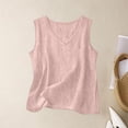 thumbnail image 3 of Womens Cotton Linen Tank Tops Dressy Causal V Neck Sleeveless Gauze Tshirts Blouse Summer Loose Fit Flowy Cami Shirt Pink XL, 3 of 3