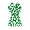 thumbnail image 2 of QuanTara Large St. Patrick's Day Decorative Bow, 19.7"x11.81" Wreath & Tree Topper Ribbon with Shamrock Print for Front Door, Indoor Outdoor Wall, Party Supplies, Green & White Nylon, 2 of 6