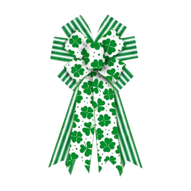 Wozhuo St Patricks Day Bow Decor 30x50cm Large Wreath Ribbon Indoor Outdoor Party