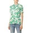 thumbnail image 6 of INSPIRE CHIC Women's Blouse Floral Ruffled Short Sleeve Ruffle Neck Casual Blouses M Green, 6 of 9
