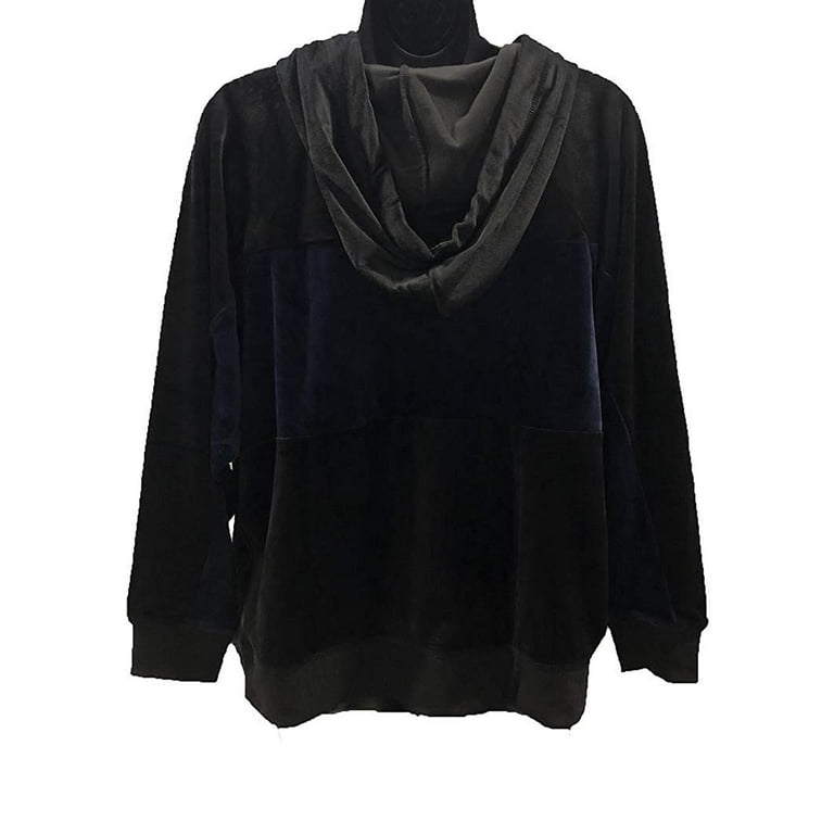 Champion Elite Women s Velour Pullover Hoodie Sweatshirt Black Navy M