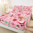 thumbnail image 3 of Manfei Cartoon Santa Claus Bed Sheets,Kawaii Gingerbread Man King Sheets,Merry Christmas Sheet Set For Girls,Luxury Bedroom Decor,4pcs, 3 of 7