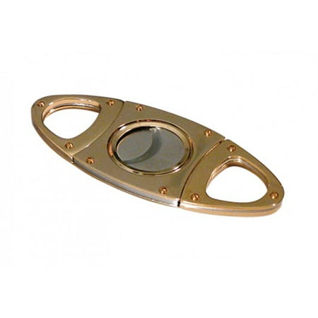 Gold Plated Cigar Cutter - Polished Metal Double Blade Cigar Cutter - 56 Ring Gauge - Gold
