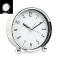 thumbnail image 2 of Bienvenido Reloj Despertador de Metal con números 3D y Esfera de 10,2 cm, sin tictac, Relojes de Mesa analógicos silenciosos con luz Nocturna, mesita de Noche para niños, Dormitorio, Oficina, 2 of 6