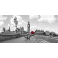 thumbnail image 2 of Frank, Assaf 32x18 Gold Ornate Wood Framed with Double Matting Museum Art Print Titled - Bicycle with bunch of flowers on Westminster Bridge, London, UK, 2 of 4