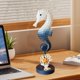thumbnail image 4 of Escultura de caballito de mar náutico costero, figura decorativa de madera para el hogar moderno en la playa. Azul oscuro, 4 of 9