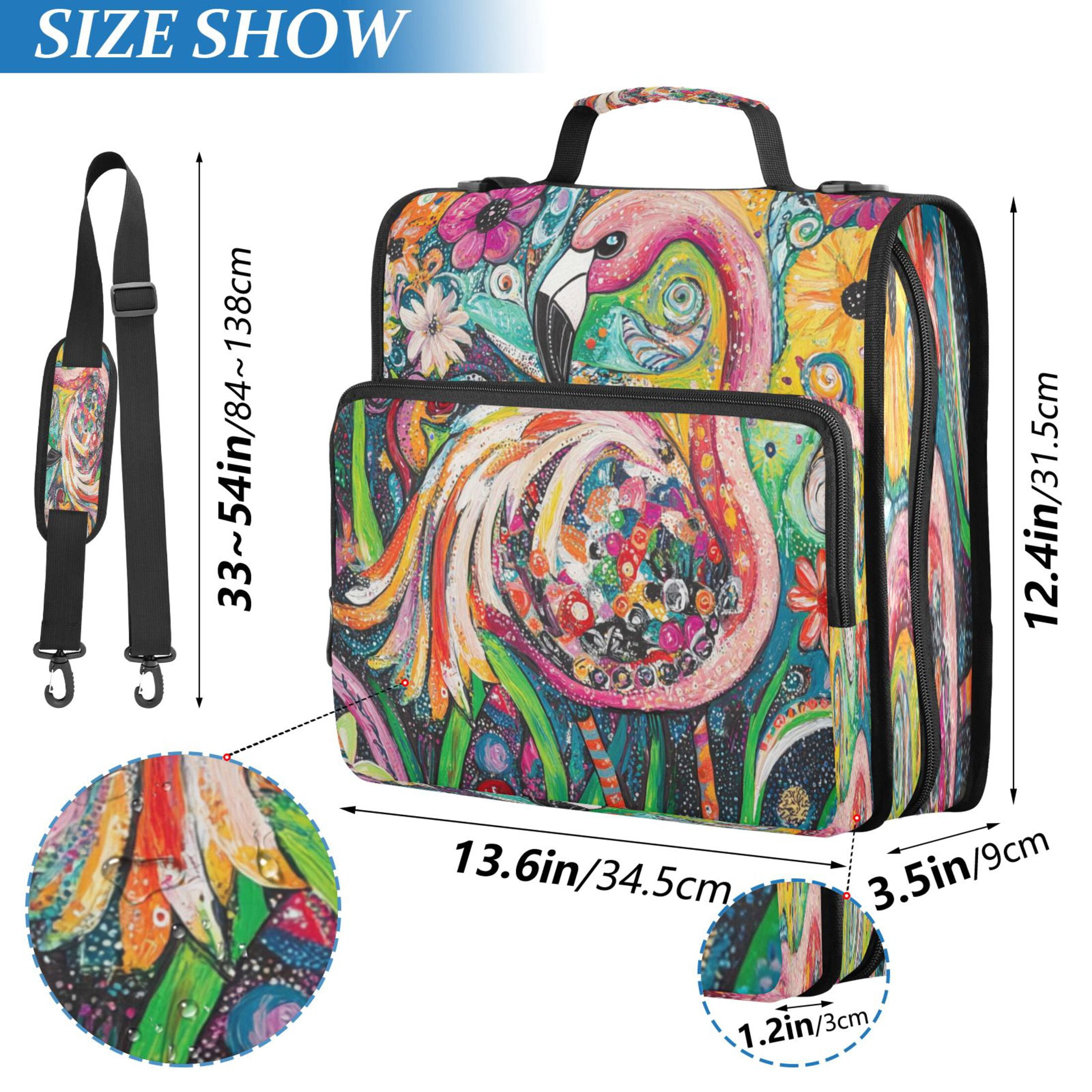 YAZAOO Zipper Binder trapper keeper Documents Organized Design Flamingo in A Garden Of Colors Printed