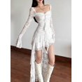 thumbnail image 4 of White Dress With Square Neck And Bell Sleeves, 4 of 22