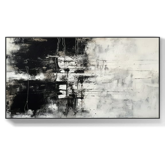 Large abstract painting, original black painting, black painting, heavy texture painting, original artwork, dining room wall art,(41*81cm)16*32 Inches,Unstretched,Frameless