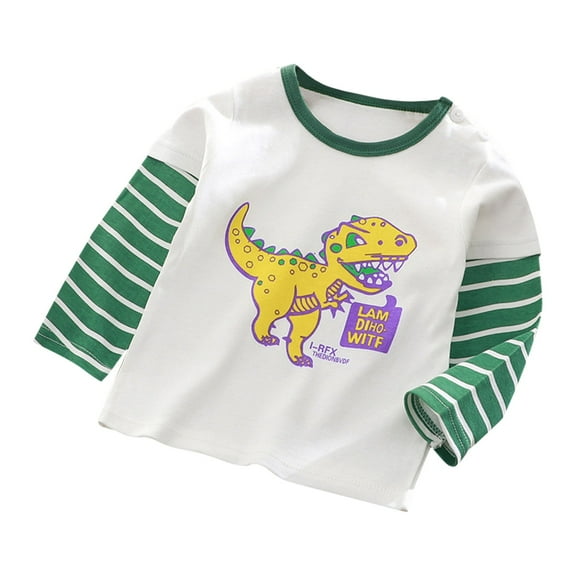 Ruyang Baby Dinosaur Shirt Striped Long Sleeve Shirts Kids Boys Girls Cute Graphic Tops Cotton Crewneck Sweatshirts Fall