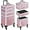 Pink, variant on CZMDZH Rolling Makeup Train Case 3 in 1 Cosmetic Case Large Capacity Organizer with Swivel Wheels Key Cosmetic Trolley for Nail Tech Makeup - Black